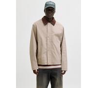 Kurzjacke JACK & JONES "JJEGRAHAM WORKER JACKET SN", Herren, Gr. XS, string, Web, Obermaterial: 97% Baumwolle, 3% Elasthan, unifarben, normal, Jacken Kurzjacke, mit Fly-Away-Kragen (53178559-XS) strin