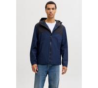 Kurzjacke JACK & JONES "JJESOHO LIGHT JACKET SN", Herren, Gr. L, blau (navy blazer detail:schwarz blocking), Web, Obermaterial: 100% Polyester, normal, Jacken Kurzjacke, mit Kapuze (65164964-L) navy b