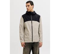 Kurzjacke JACK & JONES "JJESOHO LIGHT JACKET SN", Herren, Gr. XS, beige (string detail:schwarz blocking), Web, Obermaterial: 100% Polyester, normal, Jacken Kurzjacke, mit Kapuze (98634957-XS) string d