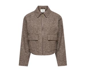 Kurzjacke JDY "JDYVINGA HERRINGBONE JACKET OTW YFM", Damen, Gr. XL, braun (chocolate torte detail:herringbone), Web, Obermaterial: 100% Polyester, Fischgratmuster, normal, Jacken Kurzjacke, Kunstfaser