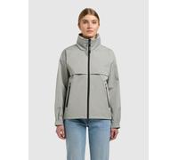 Kurzjacke KHUJO "RAIBE2", Damen, Gr. L, grau (cloud grün), Web, 100% Polyester, unifarben, regular fit hüftlang, eingesetzt mit Druckknopf, Jacken Kurzjacke (39406456-L) cloud grün