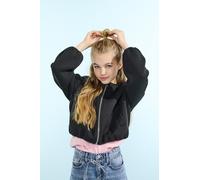 Kurzjacke KIDS ONLY "KOGELLIE SCUBA JACKET OTW", Mädchen, Gr. 128, schwarz, Web, Obermaterial: 66% Polyester, 28% Viskose, 6% Elasthan, unifarben, Basic, Rundhals, elastischer Bund, Jacken Kurzjacke,