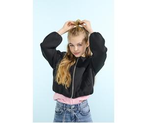 Kurzjacke KIDS ONLY "KOGELLIE SCUBA JACKET OTW", Mädchen, Gr. 128, schwarz, Web, Obermaterial: 66% Polyester, 28% Viskose, 6% Elasthan, unifarben, Basic, Rundhals, elastischer Bund, Jacken Kurzjacke,