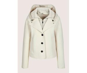 Kurzjacke MADELEINE "Cabanjacke Scuba-Jacke mit Kapuze", Damen, Gr. 44, weiß (perlweiß), Obermaterial: 74% Baumwolle CO. 21% Polyester PES. 5% Elasthan EL., Modern, gerade, Jacken Kurzjacke, Markanter