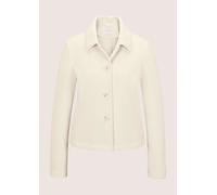 Kurzjacke MADELEINE "Jacke Jersey-Jacke mit Struktur", Damen, Gr. 46, weiß (wollweiß), Modern, regular fit, V-Ausschnitt, Jacken Kurzjacke (94806500-46) wollweiß