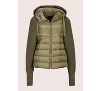 Kurzjacke MADELEINE "Jacke Steppjacke mit Kapuze & Strickärmeln", Damen, Gr. 42, grün (schilf), Modern, regular fit, hoch geschlossener Ausschnitt, Jacken Kurzjacke (75361728-42) schilf
