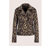 Kurzjacke MADELEINE "Jacke Trendige Biker-Jacke mit Reißverschluss", Damen, Gr. 44, beige (beige, caramel, tabakbraun), Obermaterial: 100% Polyester PES., Modern, Jacken Kurzjacke, Bikerform, bedruckt