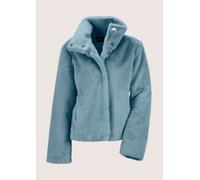 Kurzjacke MADELEINE "Jacke Webpelz-Kurzjacke mit Stehkragen", Damen, Gr. 44, blau (kristallblau), Obermaterial: 100% Polyester PES., Modern, normal, Jacken Kurzjacke, Stehkragen (37886033-44) kristall