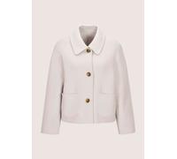 Kurzjacke MADELEINE "Kurzjacke Modische Jacke mit asymmetrischem Kragen", Damen, Gr. 38, weiß (perlweiß, melange), Obermaterial: 72% Wolle mw. 15% Polyester PES. 10% Kaschmir WS. 3% sonstige Fasern AF