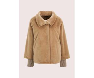 Kurzjacke MADELEINE "Kurzmantel Elegante Damenjacke in Felloptik", Damen, Gr. 46, beige (caramel), Obermaterial: 100% Polyester PES., Modern, Jacken Kurzjacke, Felloptik (75779439-46) caramel