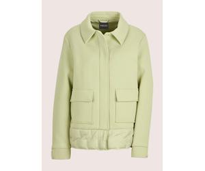 Kurzjacke MADELEINE "Scuba-Jacke Kurzjacke mit Druckknopfverschluss", Damen, Gr. 38, grün (eisgrün), Obermaterial: 70% Baumwolle CO. 24% Polyester PES. 6% Elasthan EL., Modern, Jacken Kurzjacke, Mater