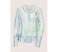 Kurzjacke MADELEINE "Sweatjacke Sweat-Jacke mit Zipper und Unikat Print", Damen, Gr. 44, weiß (weiß, blau, grün), Obermaterial: 100% Polyester PES., Modern, normal, Jacken Kurzjacke (85996102-44) weiß