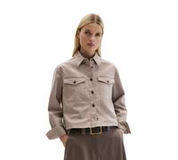 Kurzjacke MARC O'POLO "aus Brushed Cotton Twill", Damen, Gr. 40, beige (chalky braun), Obermaterial: 56% Baumwolle, 41% Lyocell, 3% Elasthan, unifarben, loose fit, Manschette, Jacken Kurzjacke (126668