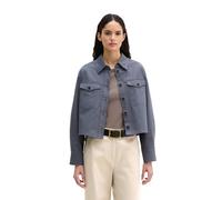 Kurzjacke MARC O'POLO "aus Brushed Cotton Twill", Damen, Gr. 44, grau (blau graphite), Obermaterial: 56% Baumwolle, 41% Lyocell, 3% Elasthan, unifarben, loose fit, Manschette, Jacken Kurzjacke (192825