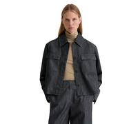 Kurzjacke MARC O'POLO "aus Organic Cotton Stretch", Damen, Gr. 34, grau (dunkelblau), Obermaterial: 98% Baumwolle, 2% Elasthan, unifarben, oversize, Manschette, Jacken Kurzjacke (56275428-34) dunkelbl