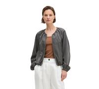 Kurzjacke MARC O'POLO "aus TENCEL™ Lyocell", Damen, Gr. 44, oxide grau, Obermaterial: 92% Lyocell, 8% Leinen. Futter: 100% Viskose, unifarben, loose fit, Rundhals, elastischer Bund, Jacken Kurzjacke (