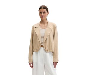 Kurzjacke MARC O'POLO "aus Viskose-Leinen-Stretch", Damen, Gr. 42, beige (sandpaper), Obermaterial: 53% Leinen, 45% Viskose, 2% Elasthan. Futter: 100% Baumwolle, unifarben, loose fit, Jacken Kurzjacke