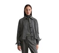 Kurzjacke MARC O'POLO "aus Wolle-Viskose-Mix-Stretch", Damen, Gr. 40, dunkelgrau, Obermaterial: 39% Wolle, 33% Polyester, 14% Viskose, 13% Polyamid, 1% Elasthan, gestreift, regular fit, Manschette, Ja