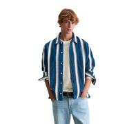 Kurzjacke MARC O'POLO DENIM "mit vertikalen Streifen", Herren, Gr. XXL, blau (medium blau), Obermaterial: 100% Baumwolle, gestreift, regular fit, Manschette, Jacken Kurzjacke (42380730-XXL) medium bla