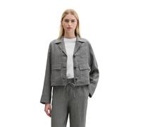 Kurzjacke MARC O'POLO "mit aufgesetzten Taschen", Damen, Gr. 38, slate grau melange, Obermaterial: 100% Leinen, unifarben, regular fit, Manschette, Jacken Kurzjacke (15032518-38) slate grau melange