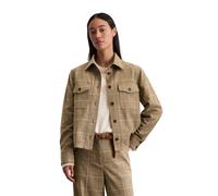 Kurzjacke MARC O'POLO "mit Glencheck-Karo", Damen, Gr. 44, beige (medium braun), Obermaterial: 41% Schurwolle, 29% Viskose, 29% Polyester, 1% Elasthan, kariert, regular fit, Manschette, Jacken Kurzjac