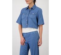 Kurzjacke MONARI, Damen, Gr. 38, blau (jeans), Denim/Jeans, Obermaterial: 50% Baumwolle, 50% Lyocell, clean, unifarben, regular fit kurz, Rundhals, eingesetzt abgesteppte Kante, Jacken Kurzjacke, mit