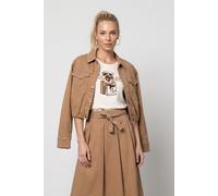 Kurzjacke MONARI "Jacke Lyocellmix", Damen, Gr. 38, hellbraun, Web, Obermaterial: 58% Lyocell, 39% Baumwolle, 3% Elasthan. Futter: 100% Baumwolle, unifarben, regular fit kurz, Rundhals, eingesetzt 1-K