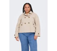 Kurzjacke ONLY CARMAKOMA "CARAPRIL LIFE SHORT TRENCHCOAT OTW NOOS", Damen, Gr. M, braun (oxford tan), Web, Obermaterial: 100% Polyester, unifarben, kurz, Jacken Kurzjacke (40917357-M) oxford tan
