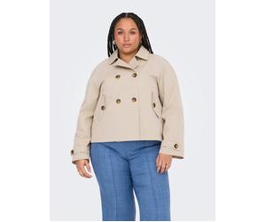Kurzjacke ONLY CARMAKOMA "CARAPRIL LIFE SHORT TRENCHCOAT OTW NOOS", Damen, Gr. M, braun (oxford tan), Web, Obermaterial: 100% Polyester, unifarben, kurz, Jacken Kurzjacke (40917357-M) oxford tan