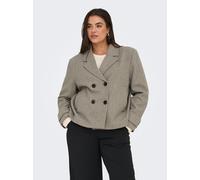 Kurzjacke ONLY CARMAKOMA "CARFREJA LIFE SHORT DB JACKET OTW NOOS", Damen, Gr. 52, braun (mocha meringue detail:melange), Web, Obermaterial: 100% Polyester, meliert, modisch, hüftlang, V-Ausschnitt, La