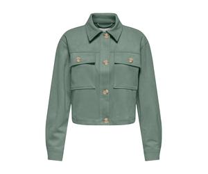 Kurzjacke ONLY "ONLBELICIA LIFE FAUX SUEDE JACKET OTW", Damen, Gr. L, lilypad, Web, Obermaterial: 95% Polyester, 5% Elasthan, unifarben, normal, Jacken Kurzjacke, aus weichem Wildlederimitat (90280647