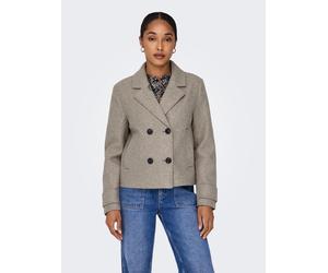 Kurzjacke ONLY "ONLFREJA LIFE SHORT DB JACKET OTW NOOS", Damen, Gr. XS, braun (mocha meringue detail:melange), Web, Obermaterial: 100% Polyester, meliert, unifarben, hüftlang, V-Ausschnitt, Jacken Kur