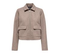 Kurzjacke ONLY "ONLVELA ZIP SHORT JACKET OTW", Damen, Gr. L, grau (taupe gray detail:melange), Web, Obermaterial: 92% Polyester, 8% Viskose, meliert, hüftlang, Jacken Kurzjacke (56816832-L) taupe gray