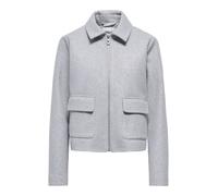 Kurzjacke ONLY "ONLVELA ZIP SHORT JACKET OTW", Damen, Gr. L, light grau melange, Web, Obermaterial: 92% Polyester, 8% Viskose, unifarben, hüftlang, Jacken Kurzjacke (78021812-L)