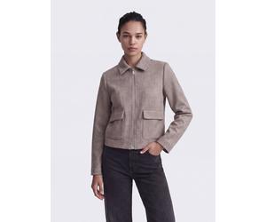 Kurzjacke ONLY "ONLVELA ZIP SHORT JACKET OTW", Damen, Gr. M, grau (taupe gray detail:melange), Web, Obermaterial: 92% Polyester, 8% Viskose, meliert, hüftlang, Jacken Kurzjacke (56816832-M) taupe gray