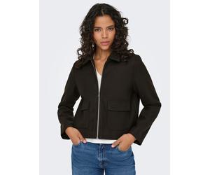 Kurzjacke ONLY "ONLVELA ZIP SHORT JACKET OTW", Damen, Gr. S, braun (chocolate torte detail:melange), Web, Obermaterial: 92% Polyester, 8% Viskose, meliert, hüftlang, Jacken Kurzjacke (55206435-S) choc