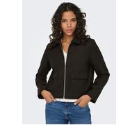 Kurzjacke ONLY "ONLVELA ZIP SHORT JACKET OTW", Damen, Gr. XS, braun (chocolate torte detail:melange), Web, Obermaterial: 92% Polyester, 8% Viskose, meliert, hüftlang, Jacken Kurzjacke (55206435-XS) ch