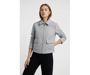 Kurzjacke ONLY "ONLVELA ZIP SHORT JACKET OTW", Damen, Gr. XS, light grau melange, Web, Obermaterial: 92% Polyester, 8% Viskose, unifarben, hüftlang, Jacken Kurzjacke (78021812-XS) light grau melange
