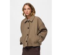 Kurzjacke PIECES "PCAYA SHORT COAT NOOS BC", Damen, Gr. XL, beige (greige detail:melange), Web, Obermaterial: 100% Polyester, meliert, normal, Jacken Kurzjacke, Kunstfaser (59292869-XL) greige detail: