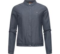 Kurzjacke RAGWEAR "Malawi Linen", Damen, Gr. XS (34), blau (indigo), Obermaterial: 65% Baumwolle, 35% Leinen, Innenfutter: 100% Polyester, normal hüftbedeckend, Rundhals, Ärmel ohne Ärmelschlitz elast