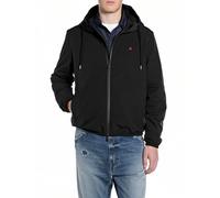 Kurzjacke REPLAY, Herren, Gr. M, schwarz, Web, Obermaterial: 100% Polyester. Futter: 100% Polyester, unifarben, regular fit hüftlang, elastischer Bund, Jacken Kurzjacke, mit Kapuze (91246841-M) schwar