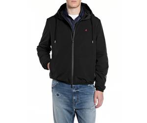 Kurzjacke REPLAY, Herren, Gr. XL, schwarz, Web, Obermaterial: 100% Polyester. Futter: 100% Polyester, unifarben, regular fit hüftlang, elastischer Bund, Jacken Kurzjacke, mit Kapuze (91246841-XL) schw