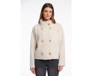Kurzjacke RINO & PELLE "BETH", Damen, Gr. M (38), stone check, Bouclé, Obermaterial: 49% Polyamid, 27% Polyester, 24% Viskose, regular fit taillenbedeckt, Jacken Kurzjacke, mit Stehkragen (25905110-M)