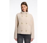 Kurzjacke RINO & PELLE "BETH", Damen, Gr. S (36), grau (stone), Bouclé, Obermaterial: 59% Polyamid, 26% Polyester, 15% Viskose, unifarben, regular fit taillenbedeckt, Jacken Kurzjacke, mit Stehkragen