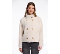 Kurzjacke RINO & PELLE "BETH", Damen, Gr. XL (42), stone check, Bouclé, Obermaterial: 49% Polyamid, 27% Polyester, 24% Viskose, regular fit taillenbedeckt, Jacken Kurzjacke, mit Stehkragen (25905110-X