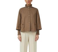 Kurzjacke S.OLIVER BLACK LABEL, Damen, Gr. 42, mid braun, Web, Obermaterial: 52% Baumwolle, 48% Polyester, unifarben, lässig geschnitten hüftlang, Rundhals, Flachstrickbündchen mit Gummizug, Jacken Ku