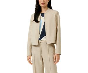 Kurzjacke S.OLIVER BLACK LABEL, Damen, Gr. 46, beige, Web, Obermaterial: 62% Polyester, 33% Viskose, 5% Elasthan, unifarben, regular fit normal, gerader Abschluss, Jacken Kurzjacke, mit Taschen (83879