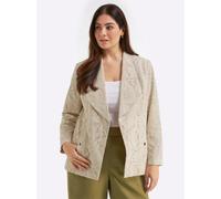 Kurzjacke SHEEGO, Damen, Gr. 54, beige (champagner), 64% Baumwolle, 36% Polyamid, Spitze:45% Baumwolle, 20% Viskose, 35% Polyamid, unifarben, Jacken Kurzjacke (36316542-54) champagner
