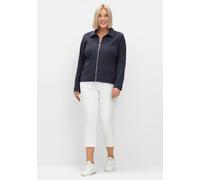 Kurzjacke SHEEGO, Damen, Gr. 54, blau (tiefblau), 70% Viskose, 27% Polyamid, 3% Elasthan, unifarben, Jacken Kurzjacke (24002045-54) tiefblau
