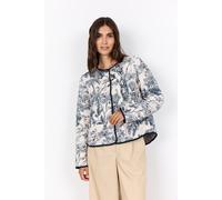 Kurzjacke SOYACONCEPT "SC-CARLI 3", Damen, Gr. XL, blau (navy combi), Web, Obermaterial: 100% Viskose, gemustert, hüftlang, Rundhals, Jacken Kurzjacke, aus Viskose, hüftlange Passform, mit Knopfversch